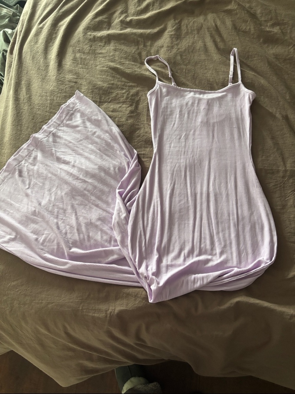 SKIMS Light Lavender Ribbed maxi Dress with Adjustable Straps - Picture 2 of 4